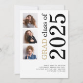 Modern 3 foto Bold 2025 Afstudeerfeest Save The Date (Voorkant)