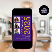 Modern 3 foto Bold 2025 Paarse Afstuderen Kaart