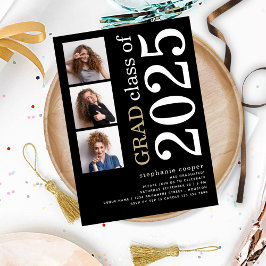 Modern 3 foto Bold 2025 Zwart Afstuderen Kaart