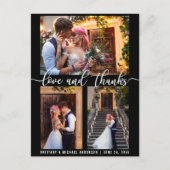 Modern 3 foto bruiloft liefde en Bedankt script Briefkaart (Voorkant)