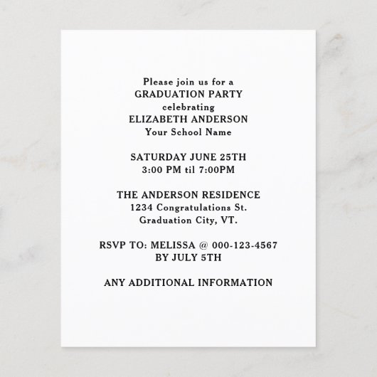 Modern 3 Foto Budget GraduParty Uitnodiging (Achterkant)