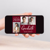 Modern 3 Foto Burgundy Graduation Party Kaart