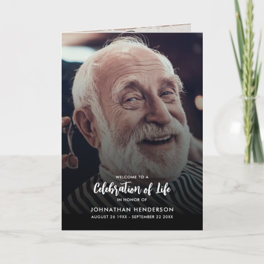 Modern 3-Foto Celebration of Life Funeral Programm Programma (Voorkant)