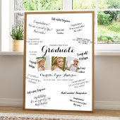Modern 3 Foto Collage Afstuderen Guest Signature Poster