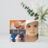 Modern 3 Foto Collage Baby Birth Briefkaart (Staand voorkant)