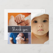 Modern 3 Foto Collage Baby Birth Briefkaart (Voorkant / Achterkant)