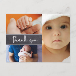 Modern 3 Foto Collage Baby Birth Briefkaart