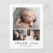 Modern 3 Foto Collage Baby Hartelijk dank Briefkaart (Voorkant)