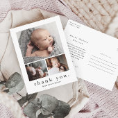 Modern 3 Foto Collage Baby Hartelijk dank Briefkaart