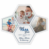 Modern 3 Foto Collage Best Papa Ever Voetbal (Enkel)