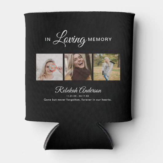 Modern 3 Foto Collage Funeral Blikjeskoeler (Voorkant)