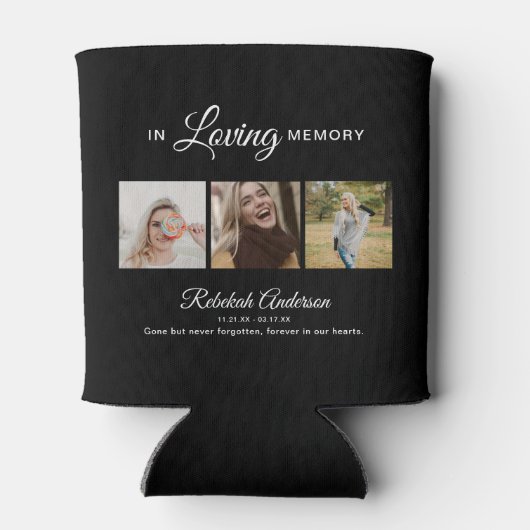 Modern 3 Foto Collage Funeral Blikjeskoeler (Achterkant)