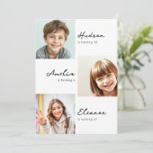 Modern 3 foto collage gezamenlijke verjaardagsfees kaart (Staand voorkant)