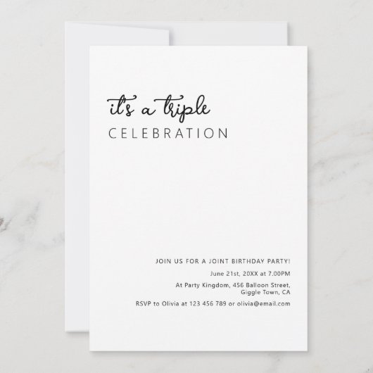 Modern 3 foto collage gezamenlijke verjaardagsfees kaart (Achterkant)