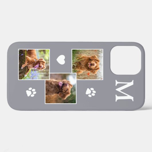 Modern 3 Foto Collage Gray Pet Dog Case-Mate iPhone Case (Achterkant (horizontaal))