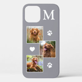 Modern 3 Foto Collage Gray Pet Dog Case-Mate iPhone Case