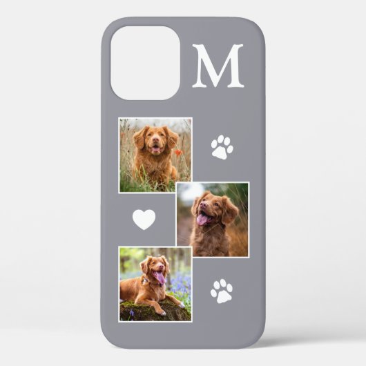 Modern 3 Foto Collage Gray Pet Dog Case-Mate iPhone Case (Achterkant)