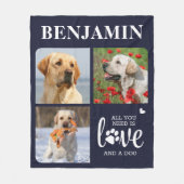 Modern 3 foto collage Hondenliefhebber voor huisdi Fleece Deken (Voorkant)