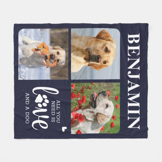 Modern 3 foto collage Hondenliefhebber voor huisdi Fleece Deken (Voorkant (Horizontaal))