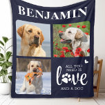 Modern 3 foto collage Hondenliefhebber voor huisdi Fleece Deken<br><div class="desc">Wikkel jezelf in warmte en dierbare herinneringen met onze gepersonaliseerde Hondenliefhebber foto collage deken. Deze gezellige en stijlvolle deken is perfect voor hondenmoeders en dierenliefhebbers die hun harige vrienden op een unieke en hartverwarmende manier willen vieren. Met drie van je favoriete foto's van je geliefde hond, toont deze deken prachtig...</div>