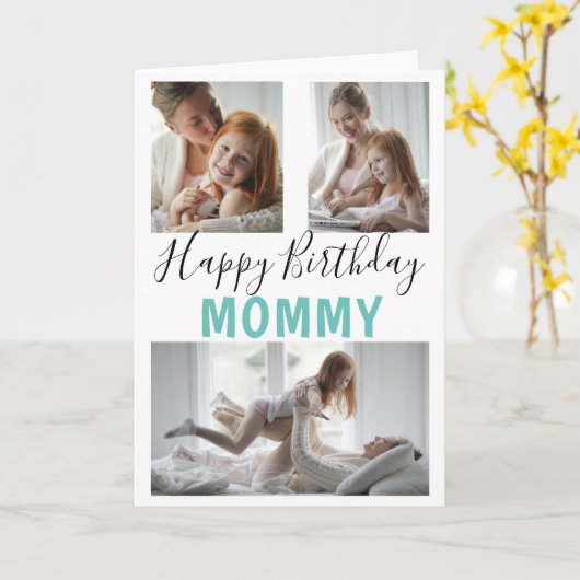 Modern 3 Foto Collage MMamthday Kaart (Gele Bloem)
