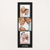 Modern 3 Foto Collage Name Personalized Black Yogamat (Voorkant)