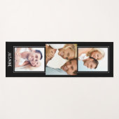 Modern 3 Foto Collage Name Personalized Black Yogamat (Voorkant (horizontaal))