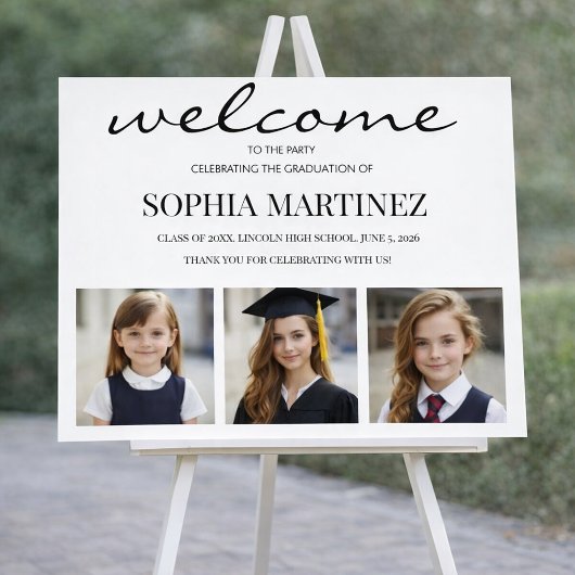 Modern 3 Foto Diploma Welkomstbord Poster
