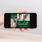 Modern 3 foto Groen Graduation Party Kaart