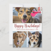 Modern 3 foto Happy Howholidays Feestdagenkaart (Voorkant)