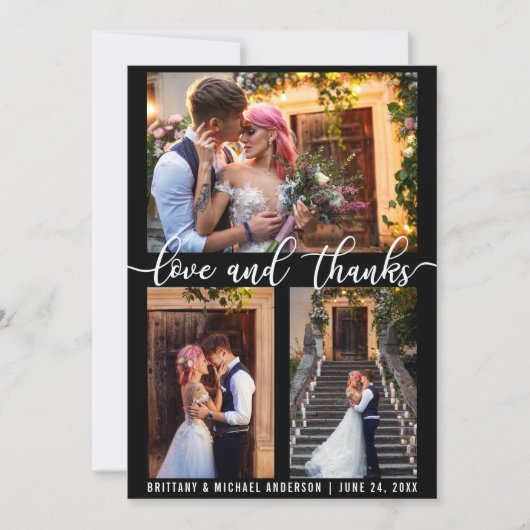 Modern 3 foto liefde en Bedankt bruiloft (Voorkant)