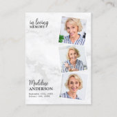 Modern 3 Foto Memorial Funeral Prayer Kaart Marble Contactkaartje (Voorkant)