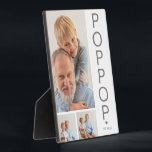 Modern 3 Foto Poppop Plaque Fotoplaat<br><div class="desc">Een moderne foto-collage keepomwille plaque,  perfect als cadeau voor vaders dag,  verjaardag,  kerst of een andere gelegenheid. Op het plaatje staan 3 foto's,  een vetgedrukt lettertype in grijs,  waarop staat: 'POPPOP' en 'EST: 20XX.</div>
