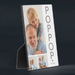 Modern 3 Foto Poppop Plaque Fotoplaat<br><div class="desc">Een moderne foto-collage keepomwille plaque,  perfect als cadeau voor vaders dag,  verjaardag,  kerst of een andere gelegenheid. Op het plaatje staan 3 foto's,  een vetgedrukt lettertype in grijs,  waarop staat: 'POPPOP' en 'EST: 20XX.</div>