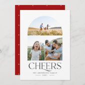 Modern 3 foto rood elegante typografie kerst (Voorkant / Achterkant)