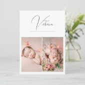 Modern 3 Foto Simple Baby Girl Birth Notice Aankondiging (Staand voorkant)