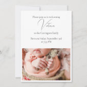 Modern 3 Foto Simple Baby Girl Birth Notice Aankondiging (Achterkant)