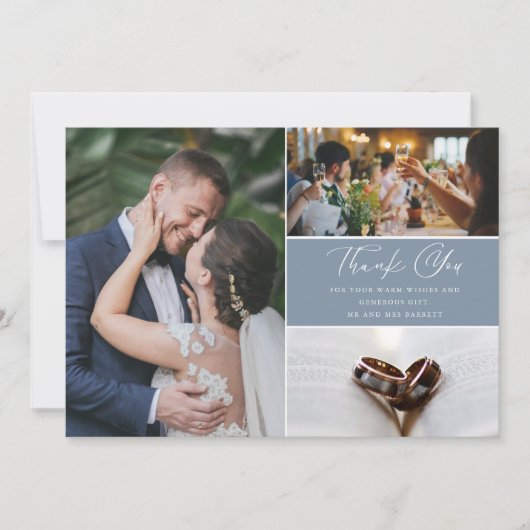 Modern 3 Foto Weddenschap Bedankt (Voorkant)