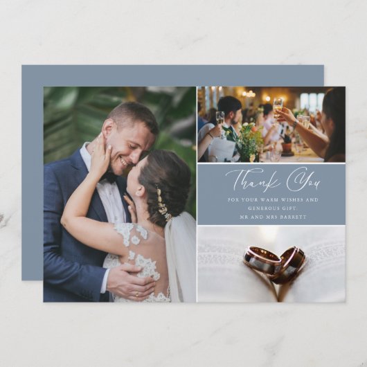 Modern 3 Foto Weddenschap Bedankt (Voorkant / Achterkant)