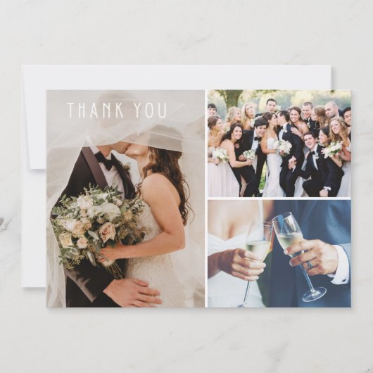 Modern 3 Foto Weddenschap Bedankt (Voorkant)