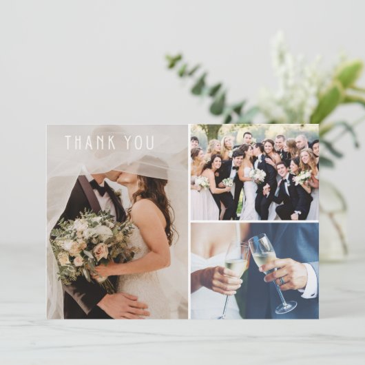 Modern 3 Foto Weddenschap Bedankt (Staand voorkant)