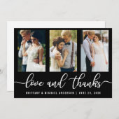 Modern 3 Foto Wedding Love and Bedankt (Voorkant / Achterkant)