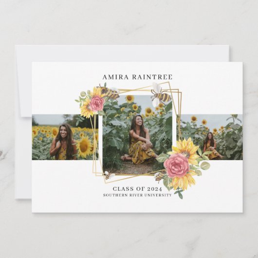 Modern 3 Fotocollage Afstuderen Uitnodiging (Voorkant)