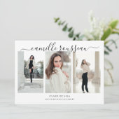 Modern 3 Fotocollage Afstuderen Uitnodiging (Staand voorkant)