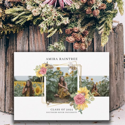 Modern 3 Fotocollage Afstuderen Uitnodiging