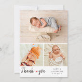 Modern 3 fotocollage Baby shower dank u Bedankkaart (Voorkant)