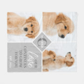 Modern 3 Fotocollage Huisdier Hond Monogram Fleece Deken (Voorkant (Horizontaal))