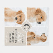 Modern 3 Fotocollage Huisdier Hond Monogram Fleece Deken (Voorkant (Horizontaal))