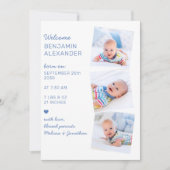 Modern 3 Fotocollage Leuke pasgeboren Baby Geboort Aankondiging (Voorkant)