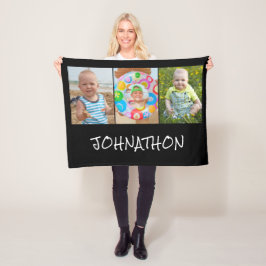 Modern 3 Fotocollage naam Fleece Deken